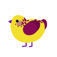 Bright, a yellow and wine chicken with a neck-speckle pattern