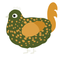 The Corruption, a olive and orange chicken with a speckle pattern