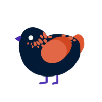 Hallowell, a tumblr and vermilion chicken with a neck-speckle pattern