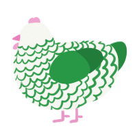 (unnamed), a white and viridian chicken with a lace pattern