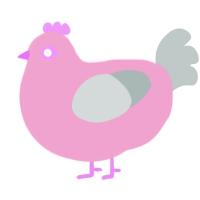 Container of Pudding, a pink and silver chicken