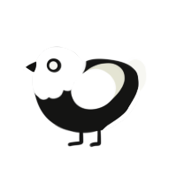 Panda, a black and white chicken with a head pattern