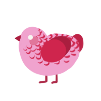 Strawberry Parfait, a pink and crimson chicken with a half-lace pattern