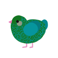 vellichor, a leaf and teal chicken with a double-lace pattern