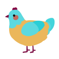 CoastalJr, a honey and aqua chicken with a head pattern