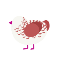 This Guy, a white and red chicken with a half-lace pattern