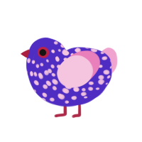 Soda Pop, a lilac and pink chicken with a speckle pattern