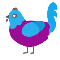 Awful Tooter, a plum and sky chicken with a head pattern