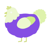 2 from xyy, a blurple and apple chicken with a head pattern