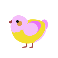 peeps, a yellow and lavender chicken with a head pattern