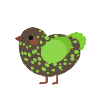 Midori no Mori, a bark and grass chicken with a speckle pattern