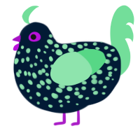 Fluorescent, a tumblr and spring chicken with a speckle pattern