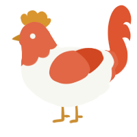 (unnamed), a white and vermilion chicken with a head pattern