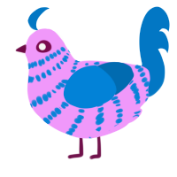 Pink eye, a lavender and sapphire chicken with a bar pattern