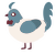 A lavender and sapphire chicken with a head pattern