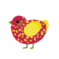 (unnamed), a crimson and yellow chicken with a speckle pattern