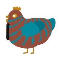 JINIKEN, a russet and sea chicken with a bar pattern