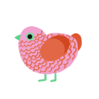 lineage curse g2, a pink and vermilion chicken with a lace pattern