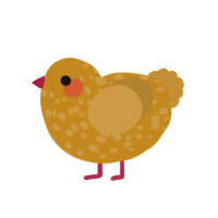 Hashbrown, a ochre and gold chicken with a speckle pattern