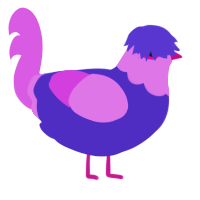 Pepto Abysmal, a indigo and orchid chicken with a head pattern