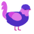 Pepto Abysmal, a indigo and orchid chicken with a head pattern