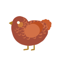 Yema, a red and vermilion chicken with a half-lace pattern