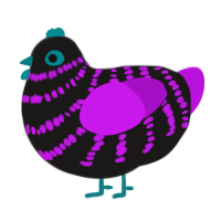 Missing Texture, a sable and amethyst chicken with a bar pattern