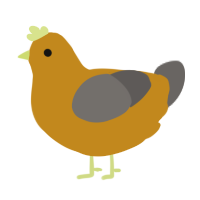 Oramge Dinosaur, a ochre and grey chicken