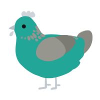 winter, a turquoise and ash chicken with a neck-speckle pattern