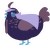 Vit, a navy and overcast chicken with a half-lace pattern