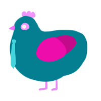 Hatsune Chicku, a sea and fuchsia chicken