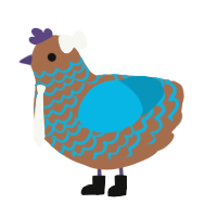 Henrietta, a brown and cerulean chicken with a lace pattern