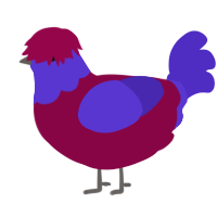 (unnamed), a maroon and indigo chicken with a head pattern