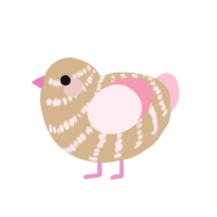 Fairy bread, a beige and rose chicken with a bar pattern