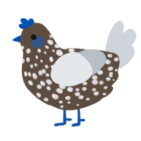 shakespeare turd, a bark and mist chicken with a speckle pattern