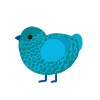 Underwater, a teal and cerulean chicken with a lace pattern