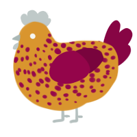 (unnamed), a orange and maroon chicken with a speckle pattern