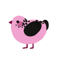 (unnamed), a pink and black chicken with a neck-speckle pattern