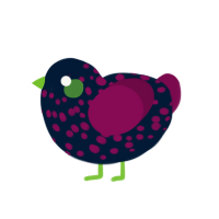 Dieased plum, a tumblr and wine chicken with a speckle pattern