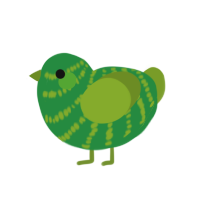 Verde, a viridian and chartreuse chicken with a bar pattern