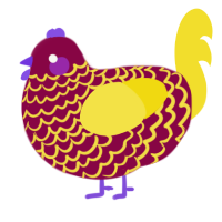 (unnamed), a maroon and yellow chicken with a lace pattern