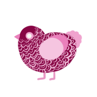 Lovely, a maroon and pink chicken with a double-lace pattern