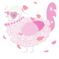 A white and pink chicken with a double-lace pattern