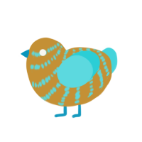 (unnamed), a gold and aqua chicken with a bar pattern