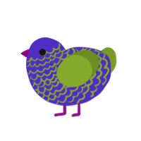 (unnamed), a indigo and chartreuse chicken with a lace pattern