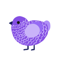 Lavender, a blurple and lilac chicken with a lace pattern