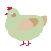 Pacify, a gluppy and cream chicken with a lace pattern