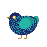 knockoff kyoshi, a navy and turquoise chicken with a lace pattern