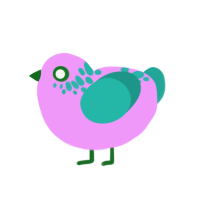 Workout Trainer, a lavender and turquoise chicken with a neck-speckle pattern