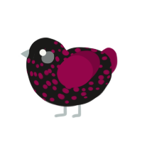 Amber, a sable and maroon chicken with a speckle pattern